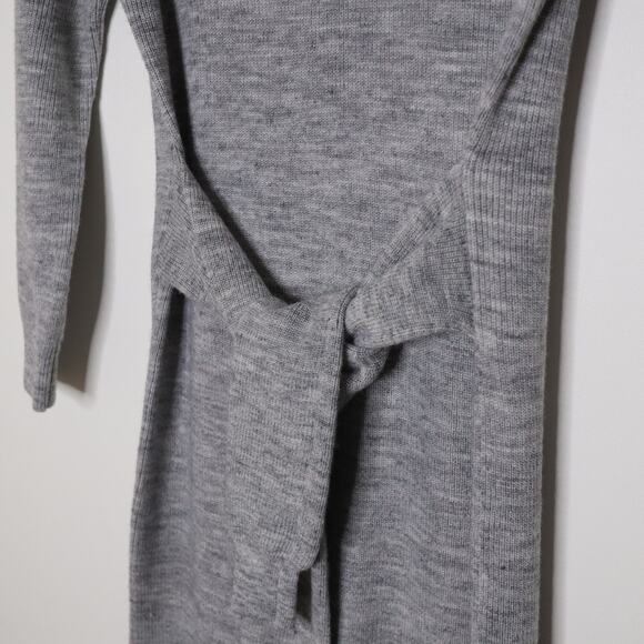 ENGLISH FACTORY Tie Waist Sweater Knit Dress Long Sleeve Heather Grey Women's S - Picture 4 of 11